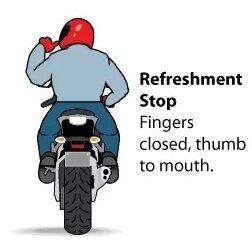 Refreshment Stop Hand Signal For Motorcyclists