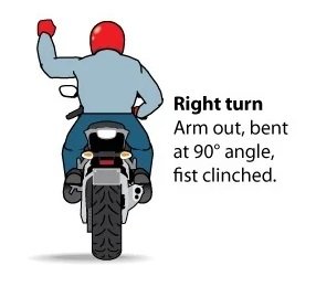 Right Turn Hand Signal For Motorcyclists