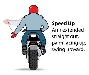 Speed Up Hand Signal For Motorcyclists