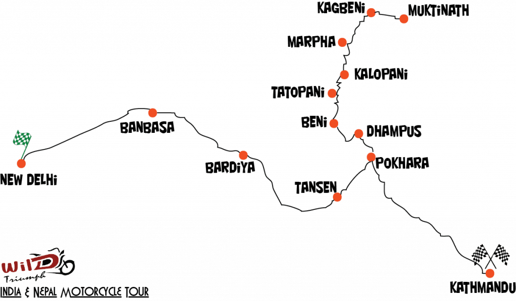 India & Nepal Route Map